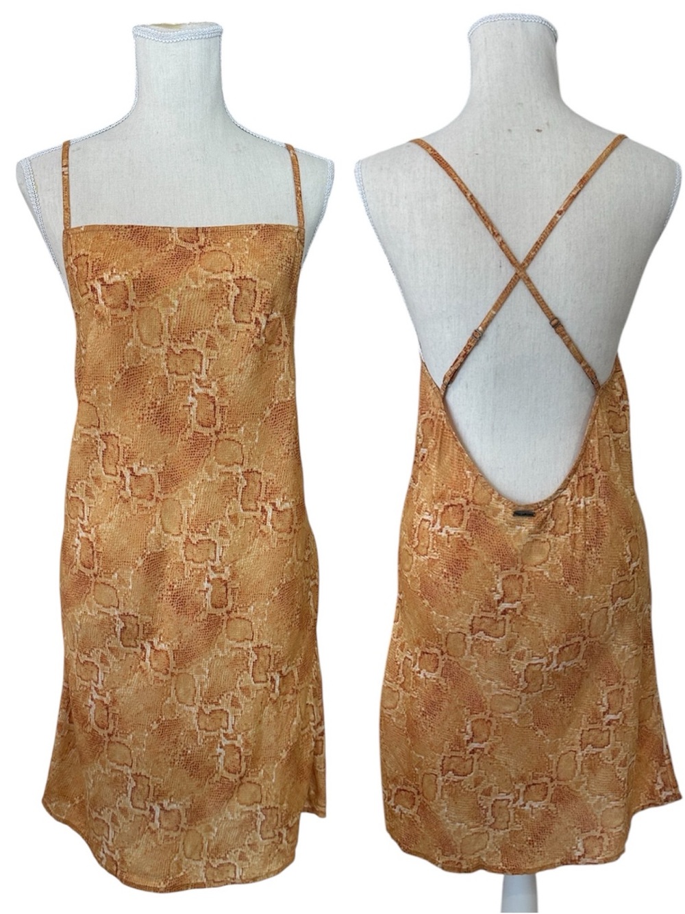 Billabong X Sincerely Jules Dress Slip Mini Snake-Print Backless Women’s Medium